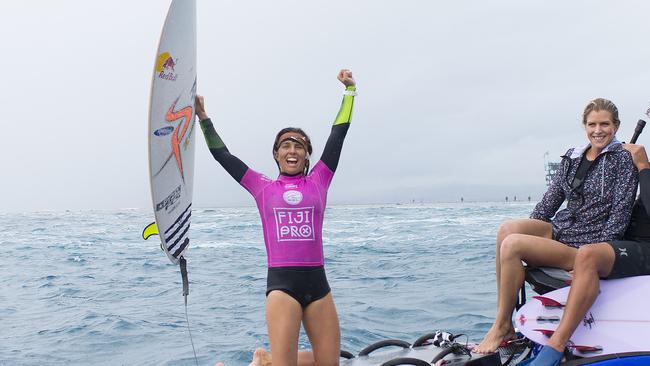 Sally Fitzgibbons wants that winning feeling again. The surfer after her win in last year’s Fiji Pro.