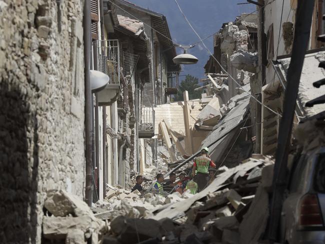 Entire villages have been devastated by the quake which happened in a matter of seconds. Picture: AP Photo/Alessandra Tarantino