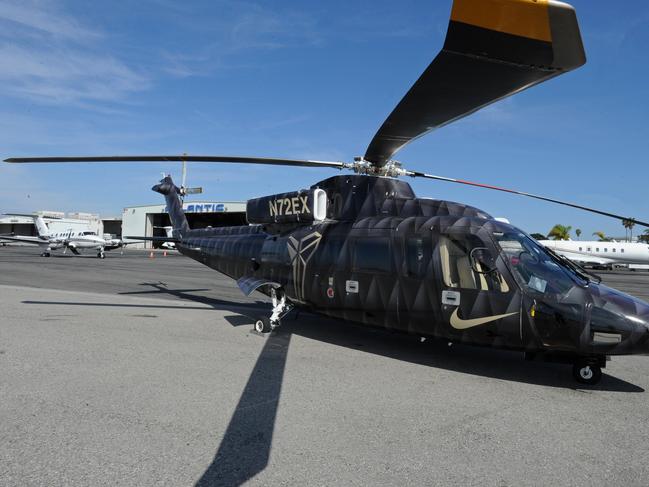 The helicopter Kobe Bryant took to his last NBA game in 2016. Picture: Getty