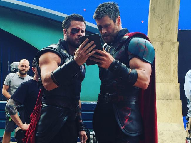 Bobby Holland Hanton dressed as Thor with Chris Hemsworth. Picture: Instagram