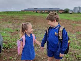 Ellie and Jaxon Klease started Year 1 and 2 respectively at Glenvale State School. Picture: Facebook