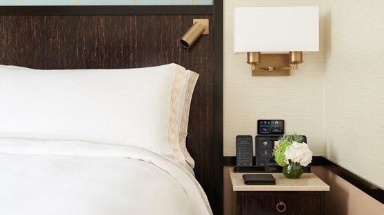 The comfy bed at the Peninsula London.