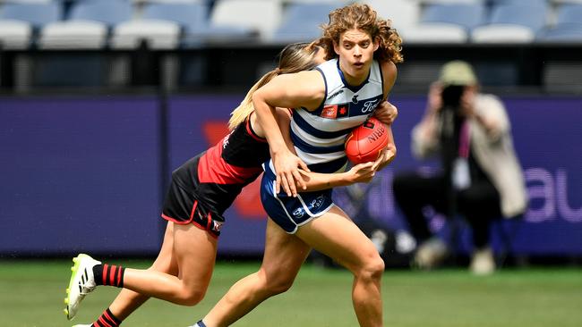 Nina Morrison breaks free against Essendon. Picture: Josh Chadwick/Getty Images