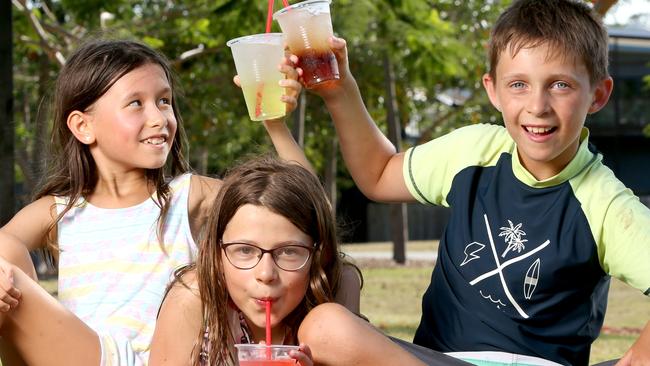 Jasmin Craig, Abby Griffith and Noah Griffith enjoy a Slush Puppie last year.