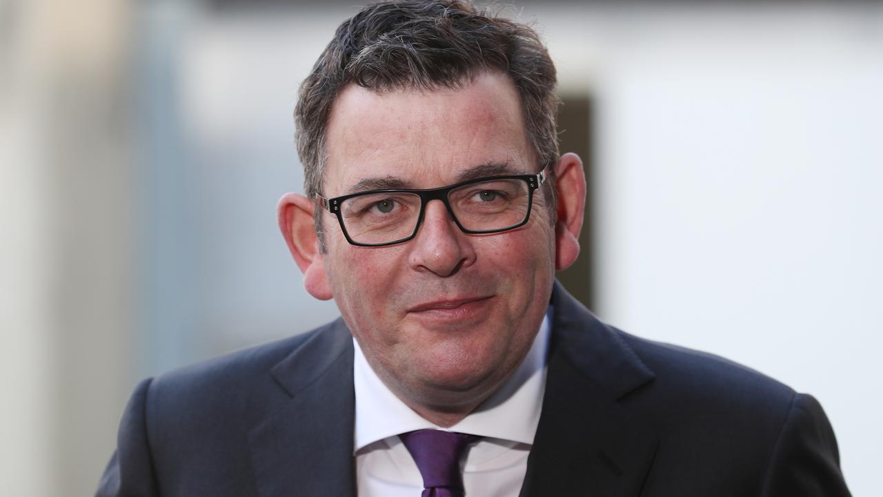 Victorian Premier Daniel Andrews holds a doorstop at Parliament House in Melbourne. Picture: NCA NewsWire/David Crosling