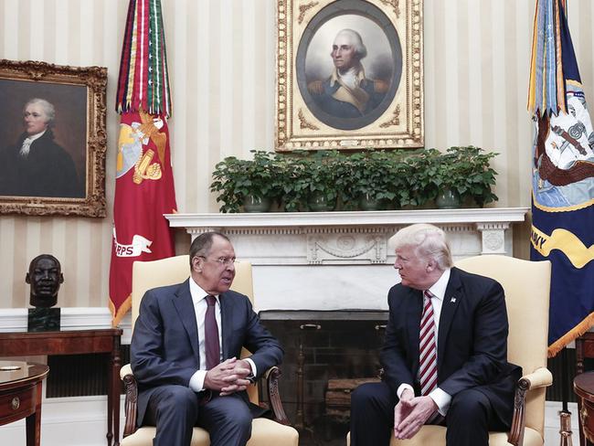 A Russian news service photographer was the only outlet allowed in as Trump met Russian Foreign Minister Sergei Lavrov at the White House. Picture: Russian Foreign Ministry.