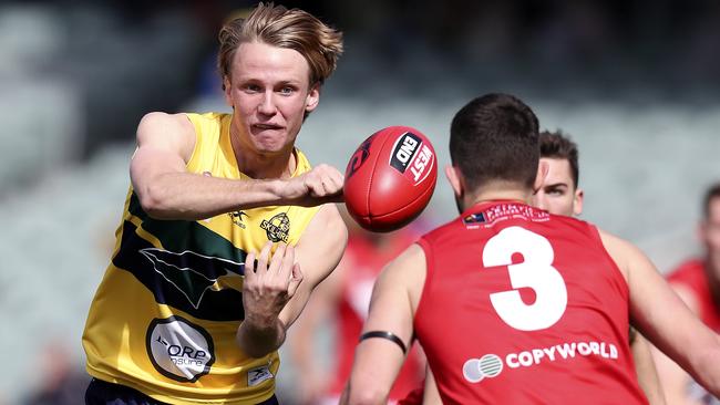 Jack Lukosius in action for Woodville-West Torrens. Picture: Sarah Reed