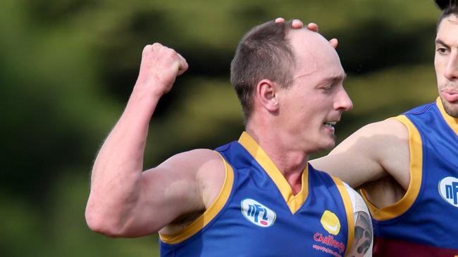 NFL footy: South Morang V Reservoir. at Epping 6 for South Morang Wayne Pavitt after kicking a goal Picture: Mark Wilson