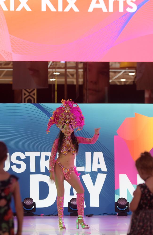 Rix Kix Arts dance instruct pulls out the moves at the Festival of Us celebrations on Australia Day 2023. Picture: (A)manda Parkinson