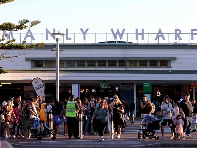 The council has installed bollards at Manly Wharf to protect pedestrians from potential car-ramming attacks. Picture: Damian Shaw