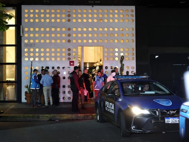 Dozens of fans have also gathered outside the hotel. Picture: Tobias Skarlovnik/Getty Images