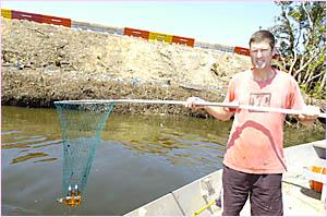 HOOKED ON HOPS: John, a local fisherman, has caught more than 1000 stubbies from the Richmond River, since a truck carrying a