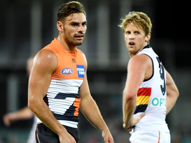 CANBERRA, AUSTRALIA - MARCH 08: Stephen Coniglio of the GWS during the 2019 JLT Community Series AFL match between the Greater Western Sydney Giants and the Adelaide Crows at UNSW Canberra Oval on March 08, 2019 in Canberra, Australia. (Photo by Tracey Nearmy/Getty Images)