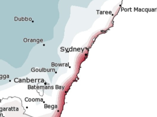 The areas highlighted red are where the Bureau of Meteorology predicts spring temperatures will be above average maximums. Source: BOM