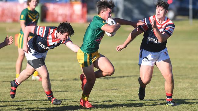 CQ Capras under-18s centre Coby Williamson playing with St Brendan’s College.