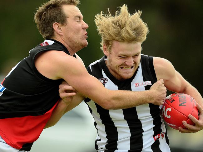 Southern Football League powerhouses Reynella and Morphett Vale battle it out on the weekend. Picture: Mark Brake