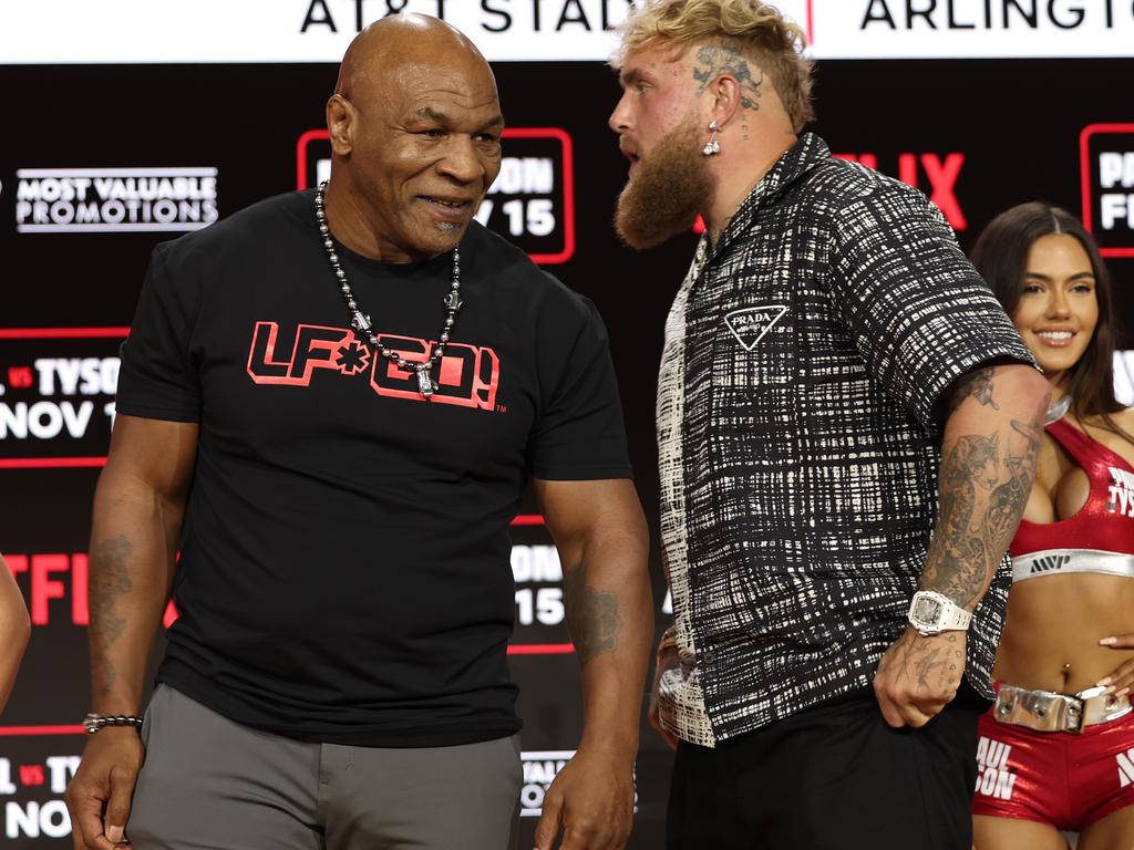 Mike Tyson and Jake Paul will face off in the boxing ring this weekend. Picture: Michael Loccisano/Getty Images