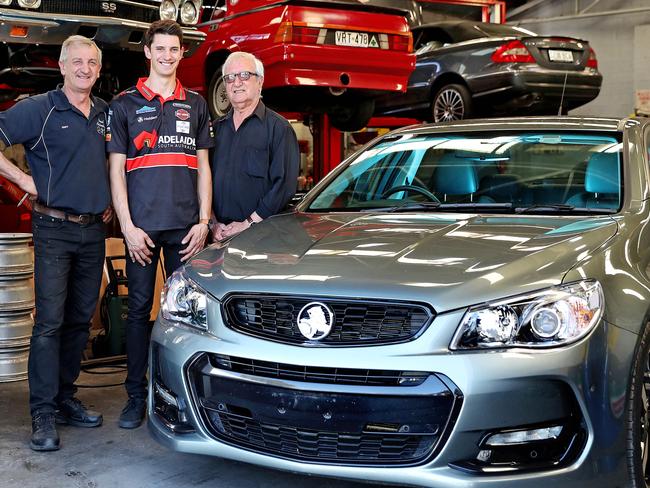 : Race car driver Nick Percat, centre right, his father Marc and grandfather Italo “Nick” Percat, 82. Picture: Dylan Coker