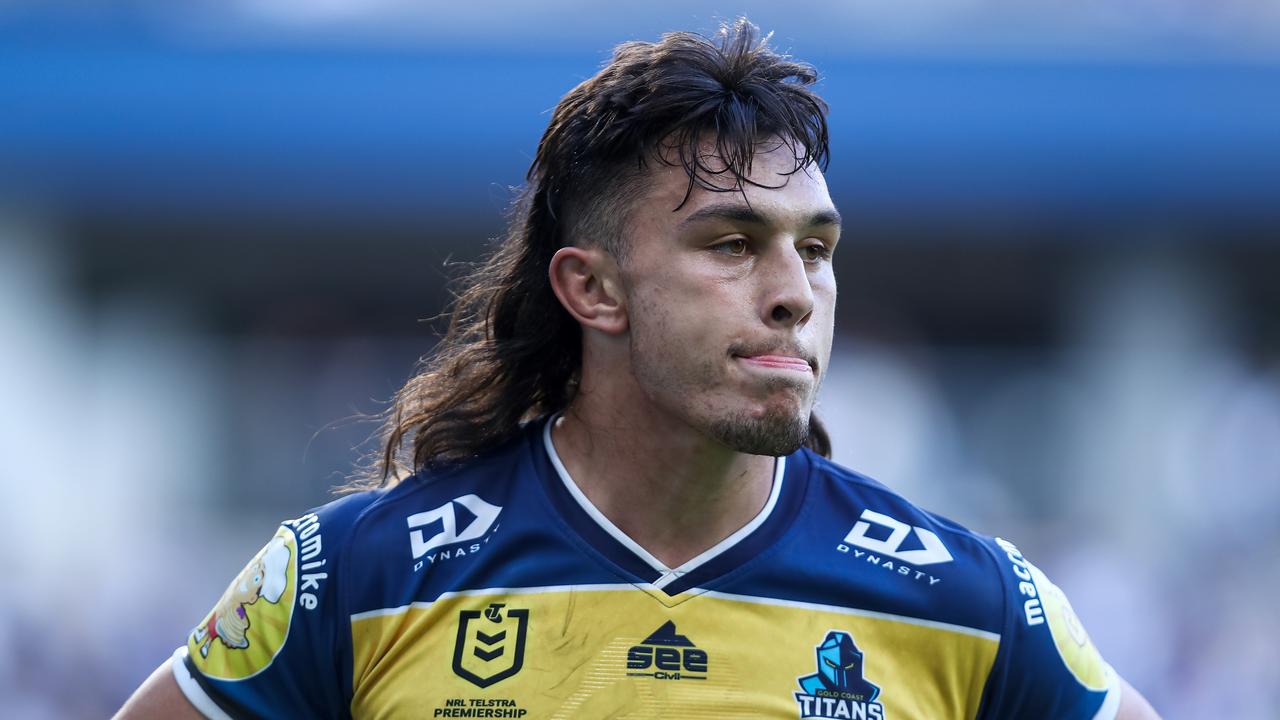 Tino Fa'asuamaleaui Corey Waddell, on report - NRL 2022 RD19 Canterbury-Bankstown Bulldogs v Gold Coast Titans - Tino Fa'asuamaleaui - Photo NRL Images