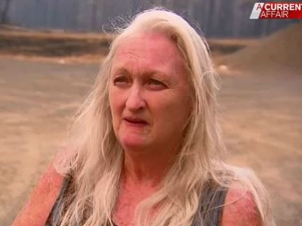 Sussex Inlet shopkeeper Sue Mazzuoli says a shortage of supplies in cut-off towns ravaged by bushfire has reduced desperate families to stealing food. Picture: A Current Affair