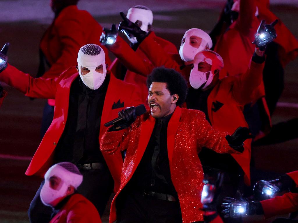 The Weeknd performs during the Pepsi Super Bowl LV Halftime Show. (Photo by Kevin C. Cox/Getty Images)