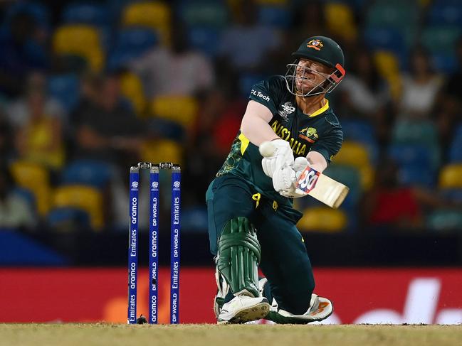 David Warner is holding Australia’s innings together. Picture: Gareth Copley/Getty Images