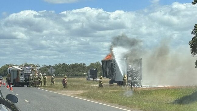 A truck caught on fire on Goodwood Rd near Bundaberg on Thursday afternoon.