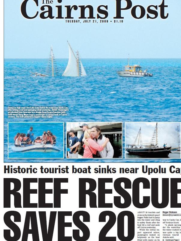 Cairns Post coverage of the Falla's sinking in 2009.