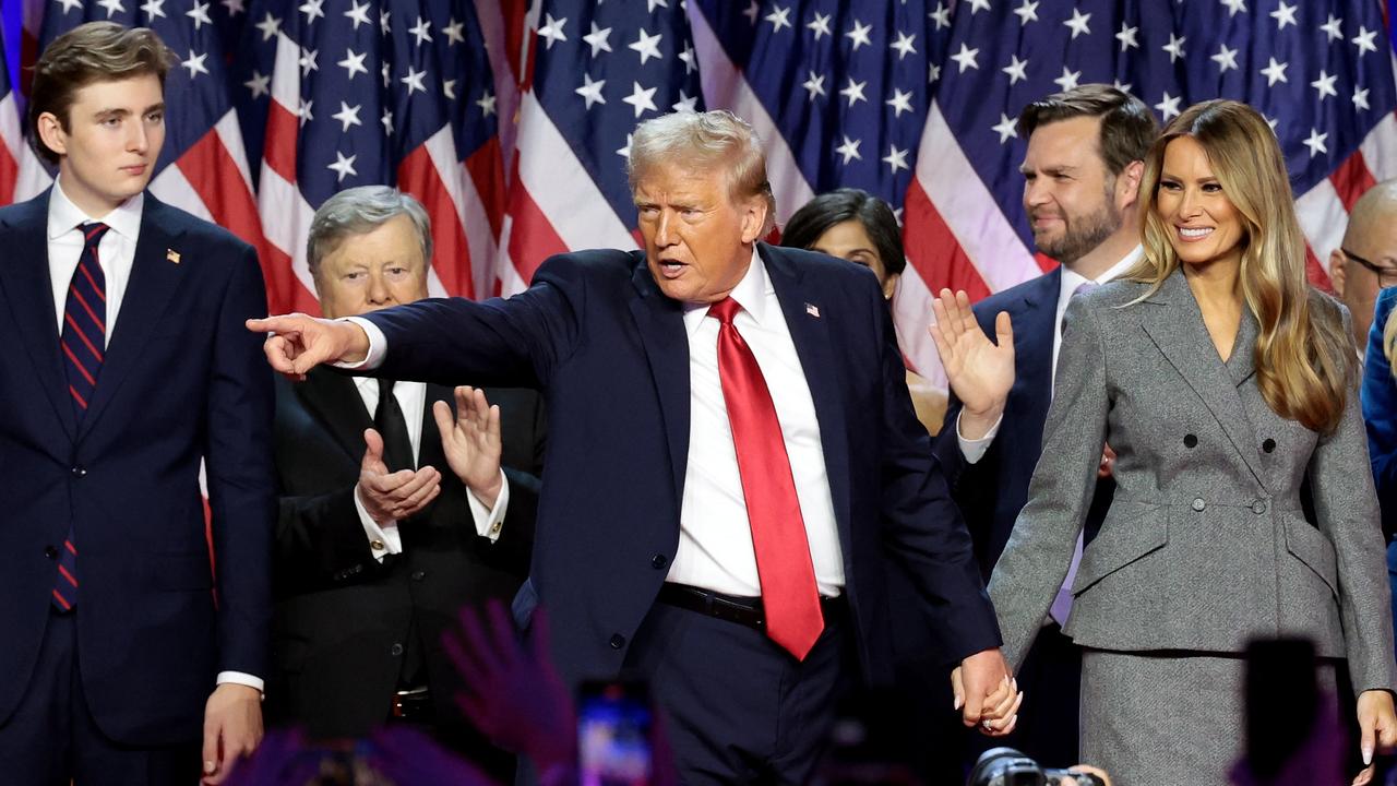 Republican presidential nominee, former U.S. President Donald Trump celebrates with his family and supporters in West Palm Beach, Florida. Picture: Win McNamee/Getty Images/AFP