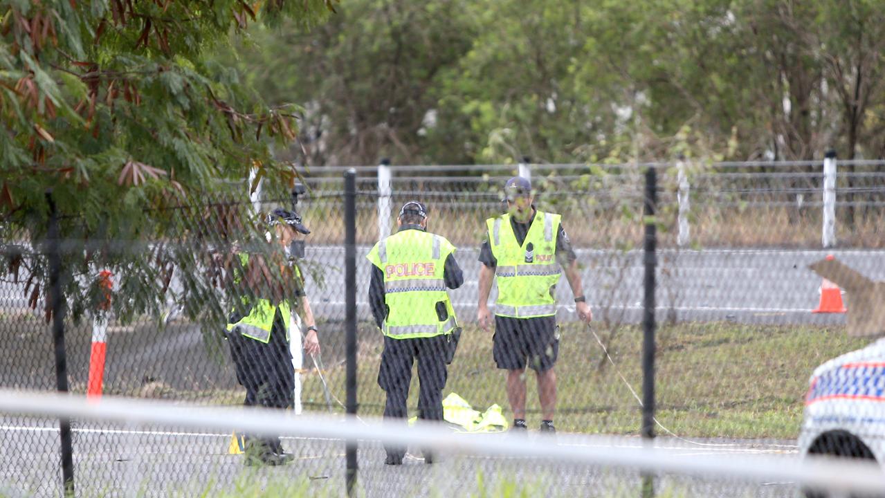 The scene where Senior Constable Dave Masters was killed on Bruce Highway after trying to lay stingers north of Brisbane. Photo: Steve Pohlner