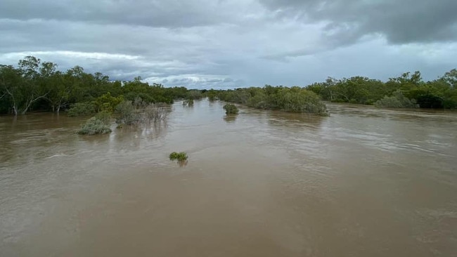 Katherine River reached 15.59m, just under the 16m minor flood level limit. Picture: Kaysie-Ann Richards