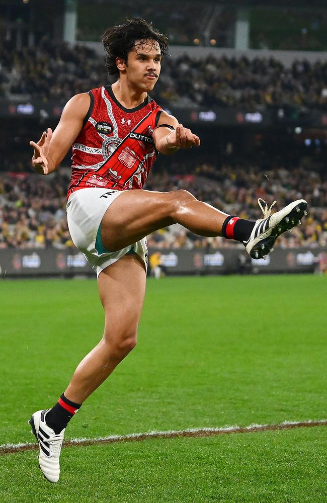 Is Alwyn Davey Jnr Essendon’s long-term small forward? Picture: Morgan Hancock/AFL Photos/via Getty Images.