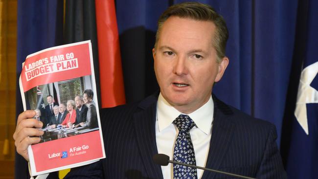 Chris Bowen announces the Labor budget costings. Picture: AAP.