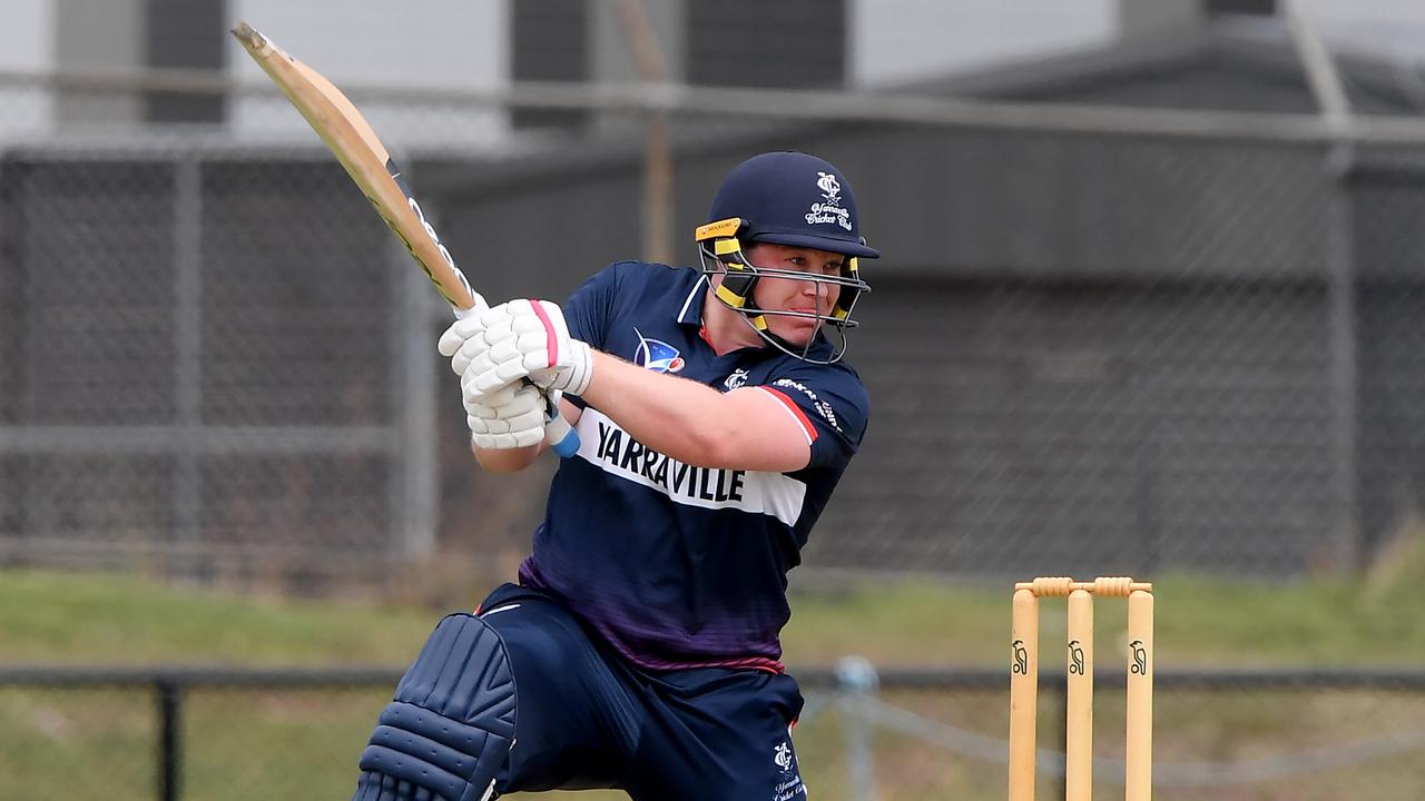 VSDCA - Yarraville’&#149;s Jamie Tapper sends one to the rope against Werribee. Picture: Andy Brownbill