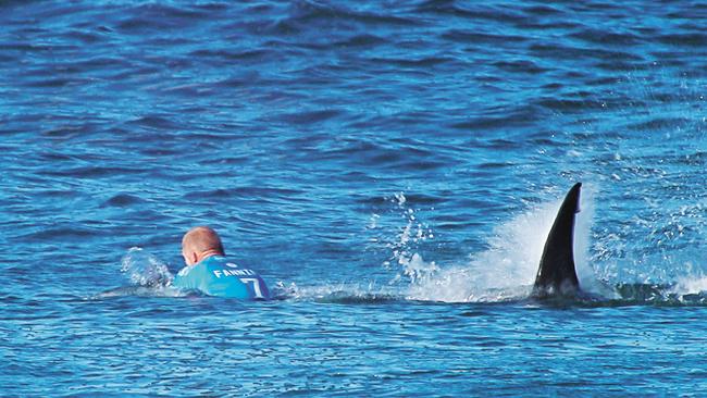 Mick Fanning fighting off the shark at JBay. Photo: AFP Photo/WSL