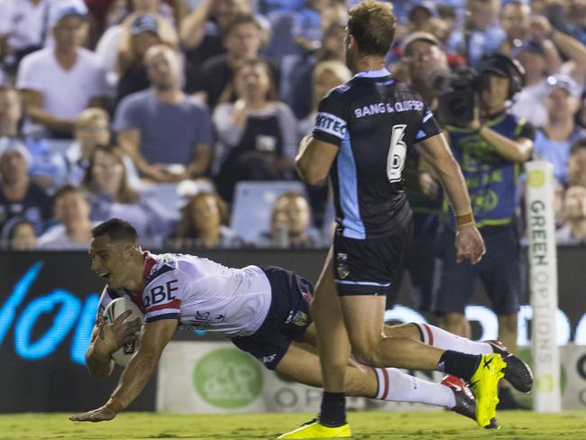 Ryan Matterson crosses for one of his two tries. Picture: AAP