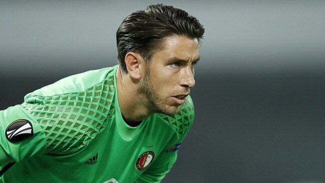 keeper Brad Jones of Feyenoord during the Europa League group A match between Feyenoord and Manchester Uinited on September 15, 2016 at the Kuip stadium in Rotterdam, The Netherlands.(Photo by VI Images via Getty Images)