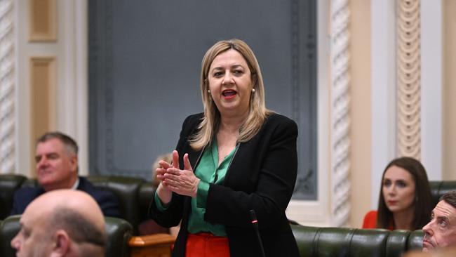 Queensland Premier Annastacia Palaszczuk speaks during Question Time at Parliament House in Brisbane.