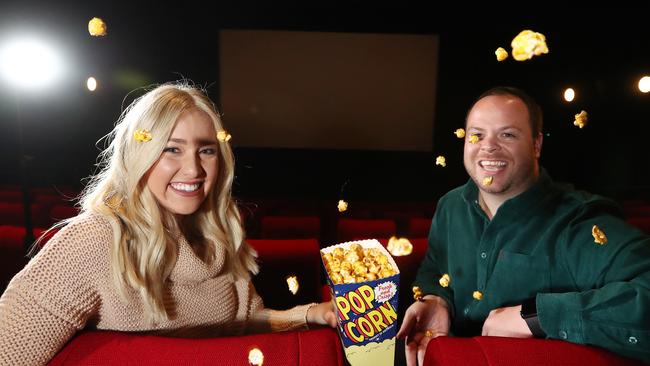 Amy Stalinescu and Grant Brisland looking forward to the reopening of Cinemas at Hota on the Gold Coast this weekend. Photograph : Jason O'Brien