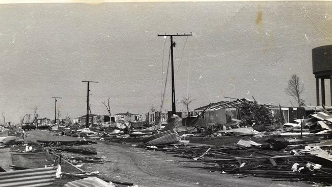 Photos from after Cyclone Tracy, outside the house of Arafura Trees owner Tess Smith