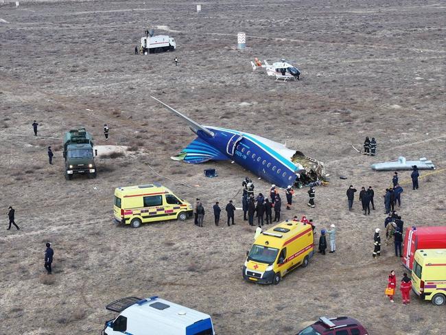 A drone view shows the crash site of an Azerbaijan Airlines passenger plane near the city of Aktau, Kazakhstan December 25, 2024. Picture: Reuters/Azamat Sarsenbayev