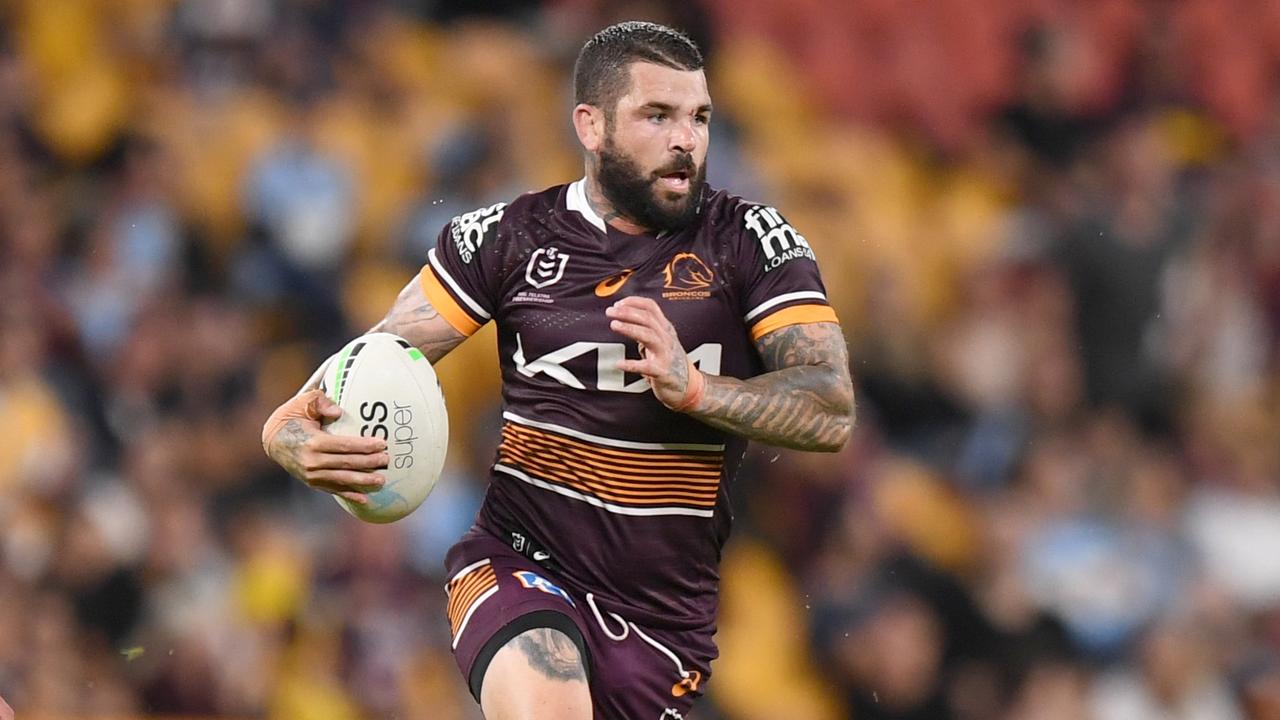 Brisbane, Australia. 22nd Apr, 2022. Adam Reynolds of the Brisbane Broncos  is seen with the ball in Brisbane, Australia on 4/22/2022. (Photo by  Patrick Hoelscher/News Images/Sipa USA) Credit: Sipa USA/Alamy Live News