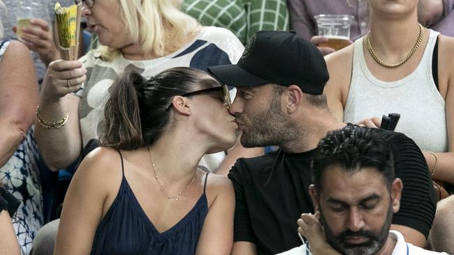 Olympia Valance attended the tennis with AFL star boyfriend Tom Bellchambers this week. Picture: Fiona Hamilton/AAP