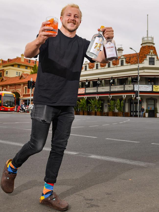 Jack Booker from Big Easy Drinks is ready to deliver Photo: AAP/Brenton Edwards