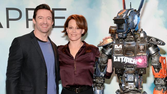 Hugh stars in Chappie alongside Sigourney Weaver and a robot.