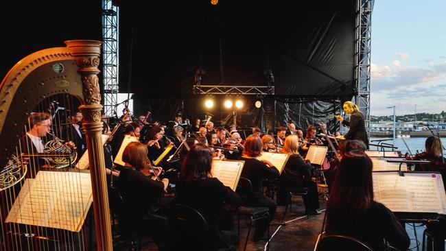 The Tasmanian Symphony Orchestra recently performed an alfresco concert on Devonport’s waterfront as part of 75th anniversary celebrations. Picture: KM Slater