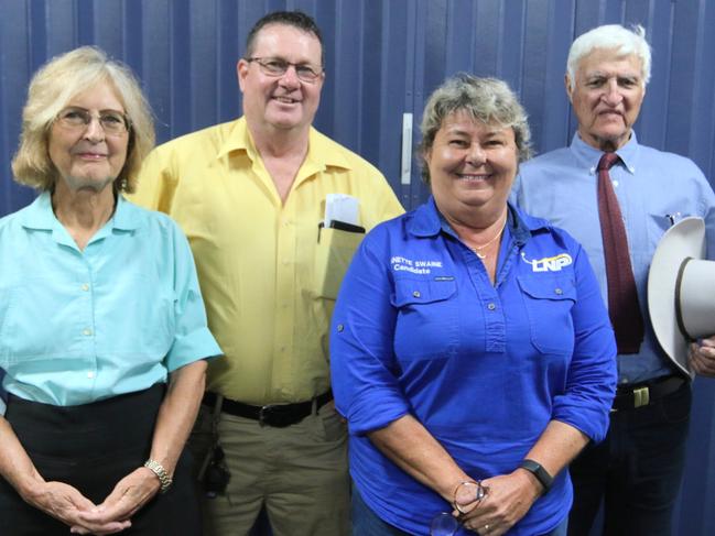 Candidates for Kennedy, Carole Stanford (Greens), Mark Westcott (Trumpet of Patriots), Annette Swaine (LNP) and incumbent Bob Katter at a forum hosted by the Far North Growers Association at the Mareeba Leagues Club. Picture: Samuel Davis