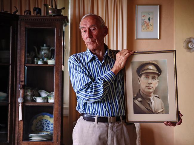 Richard Youden with a portrait of his father Herbert / Picture: Sam Ruttyn