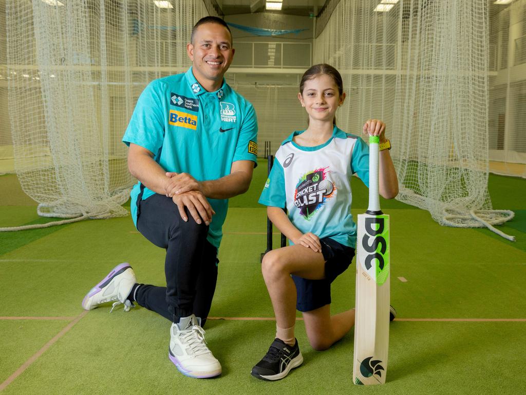 Mabel Tovey interviewed Usman Khawaja for The Courier Mail series Tiny Edition – who could you interview for the Kids News Junior Journalist competition? Picture: Richard Walker