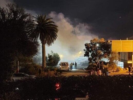 The smoke from the blaze prompted evacuations from nearby buildings. Picture: Supplied.